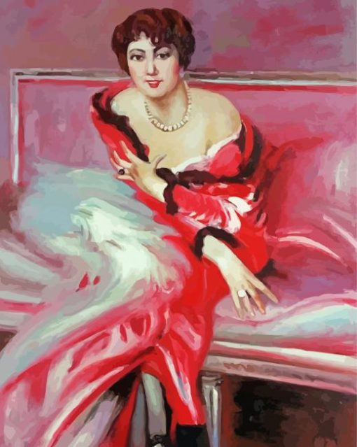 Portrait Of Madame Juillard In Red Giovanni Art Paint By Numbers