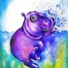 Purple Baby Hippo Paint By Numbers