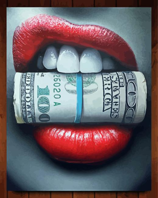 Red Lips With Money Paint By Numbers