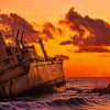 Ship Wrecked Sunset Paint By Number