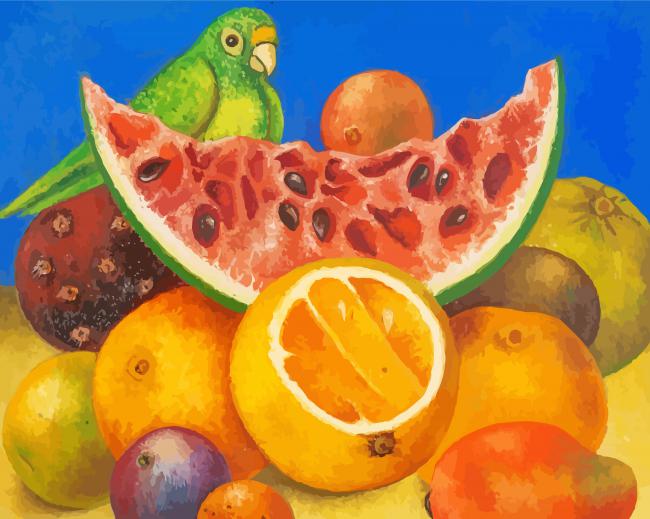 Still Life With Parrot And Fruit Frida Paint By Number
