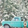 Teal Truck In Snow Paint By Numbers