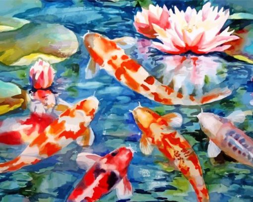 Water Lilies With koi Paint By Numbers
