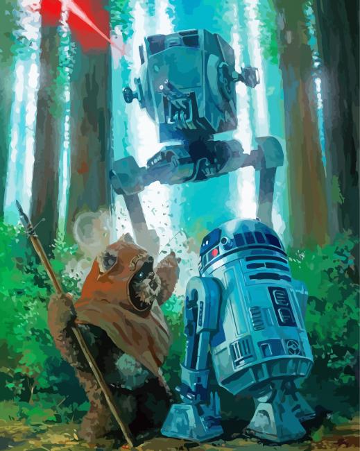 Wicket And R2D2 Paint By Numbers
