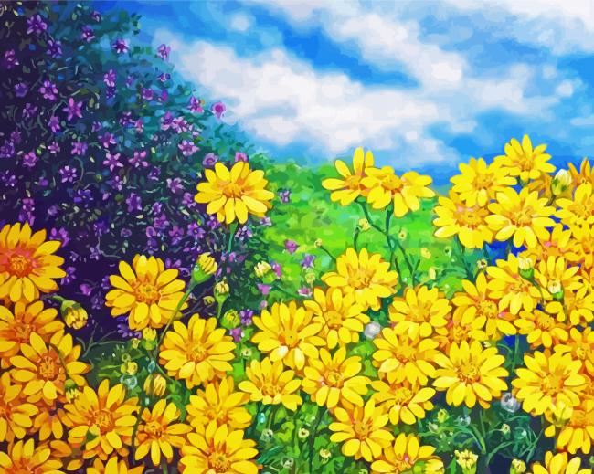 Yellow Daisies Field Paint By Numbers