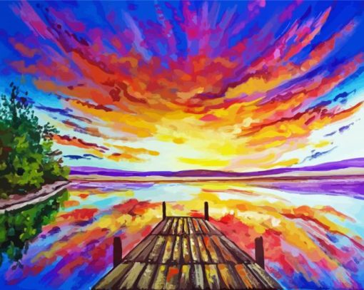 Abstract Docks With Sunset Paint By Numbers