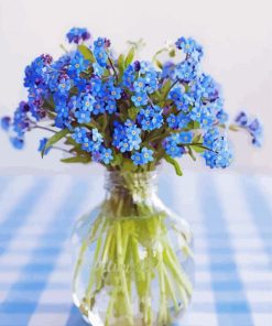 Aesthetic Blue Flowers In Jar Paint By Numbers