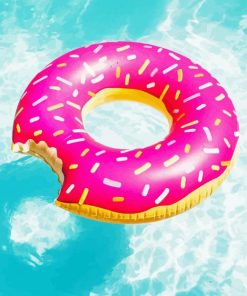 Aesthetic Pink Donut In Pool Paint By Numbers
