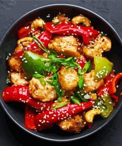 Aesthetic Szechwan Chilli Chicken Chinese Food Paint By Numbers
