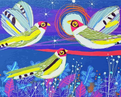 Aesthetic Three Birds Art Paint By Numbers