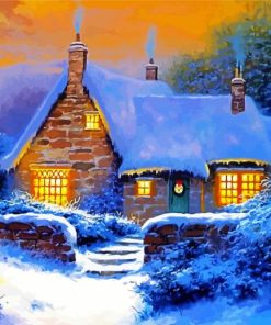 Aesthetic Winter Cottage Paint By Numbers
