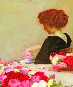 Aesthetic Woman Arranging Roses Paint By Number