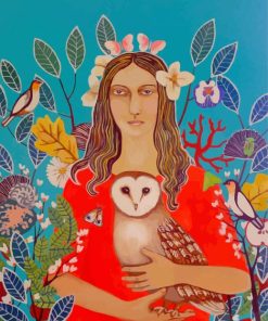 Aesthetic Woman With Owl Paint By Numbers