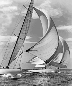 Aesthetic Black And White Sailboats Paint By Number