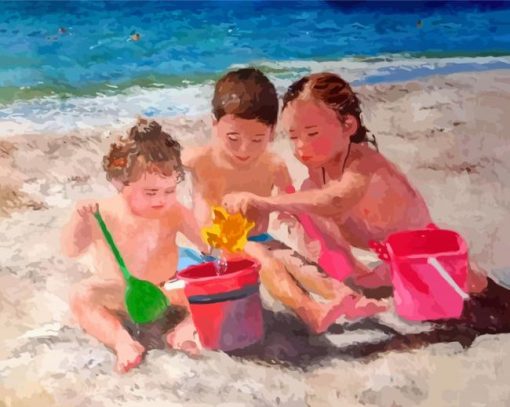 Aesthetic Children On Beach Paint By Numbers