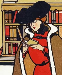 Aesthetic Vintage Woman In The Library Paint By Numbers