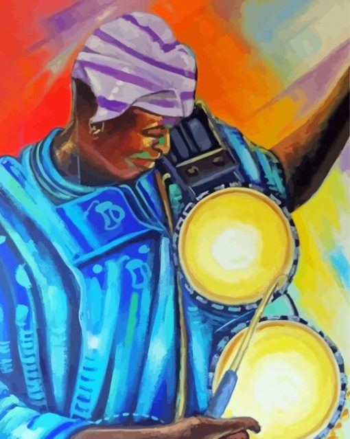 African Man Drumming Paint By Numbers