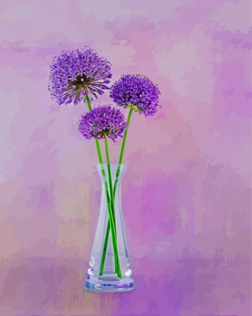 Allium Flowers In a Vase Art Paint By Numbers