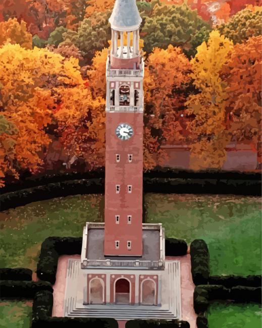 Autumn Bell Tower UNC Paint By Number