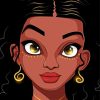 Beautiful Afro Girl Cartoon Illustration Paint By Numbers