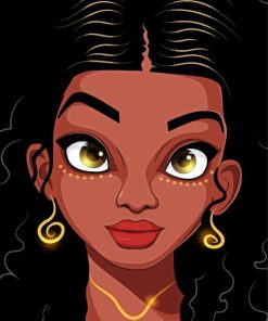 Beautiful Afro Girl Cartoon Illustration Paint By Numbers
