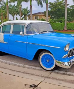 Blue 1955 Chevy Four Door Paint By Number