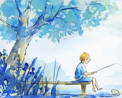 Blue Watercolor Children Paint By Number