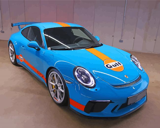 Blue Gulf Porsche Car Paint By Number