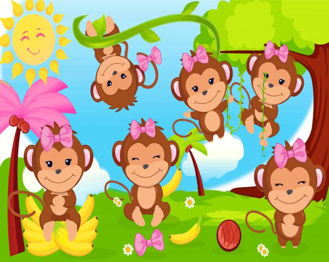 Cartoon Girl Monkey Paint By Numbers