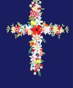 Colorful Floral Cross Paint By Number