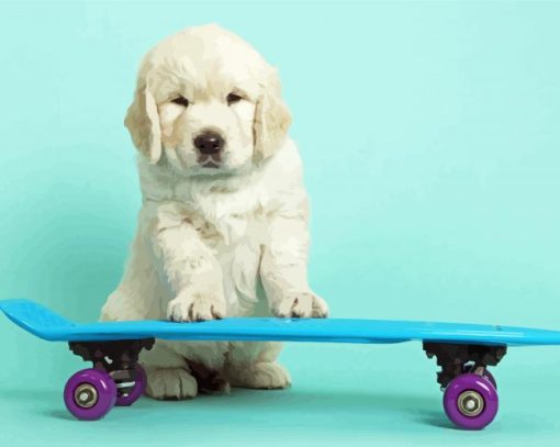Cute Dog Skateboard Paint By Numbers