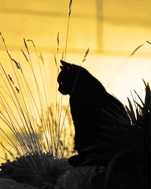 Cute Lonely Cat Silhouette Paint By Number