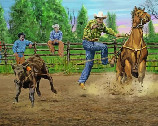 Farm Calf Roping Art Paint By Numbers