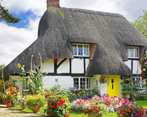 Flowering Scenery English Cottage Paint By Number
