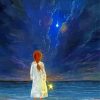 Girl Looking Out To Sea At Night Paint By Numbers