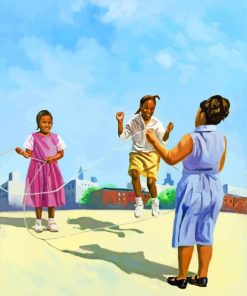 Happy Black Children Jumping Rope Paint By Numbers