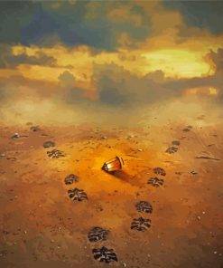 Lantern And Footprints Paint By Numbers