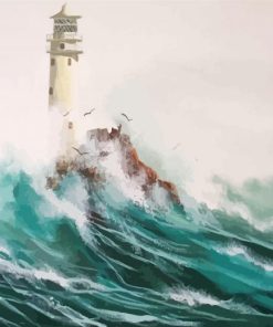 Lighthouse Crashing Waves Art Paint By Number