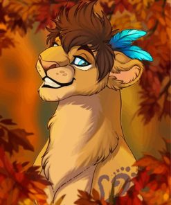 Lion In Leaves Cartoon Paint By Number