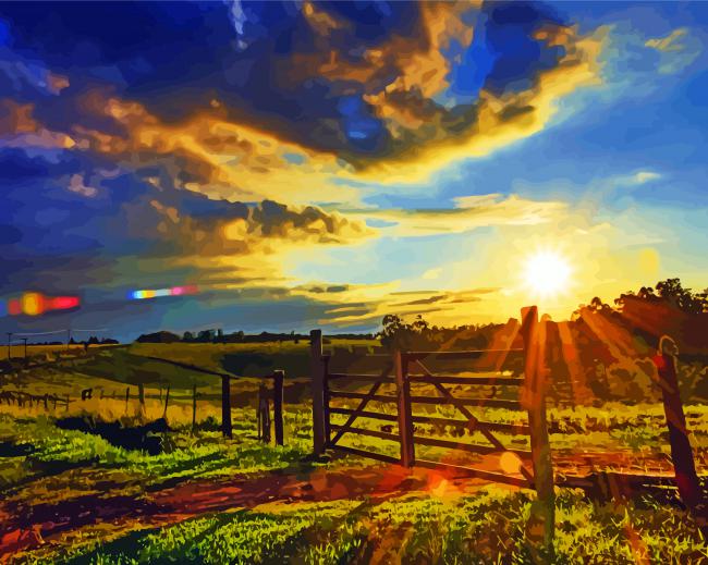 Morning Sunrise Summer Farm Paint By Number
