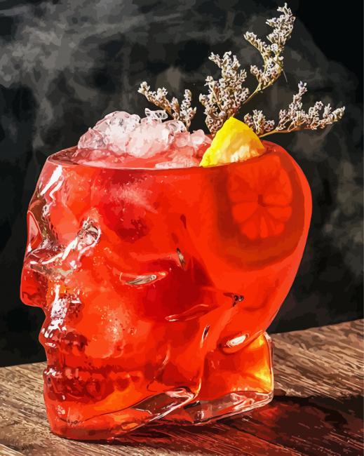 Old Fashioned Cocktail Skull Glass Paint By Number