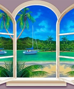Paradise Window Beach Paint By Numbers