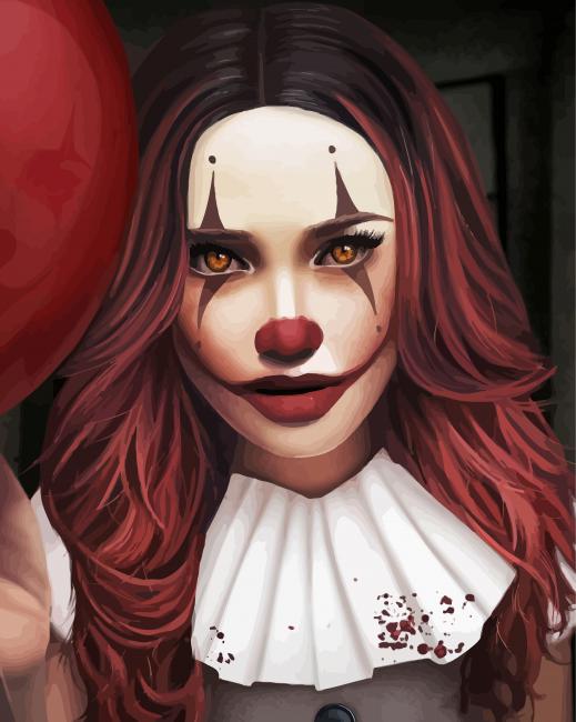 Scary Female Clown Paint By Numbers