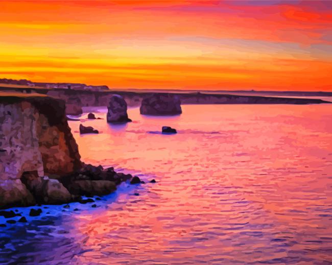 South Shields Marsden Beach At Sunset Paint By Numbers