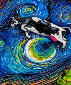 Starry Night Cow Jumping Over The Moon Paint By Numbers