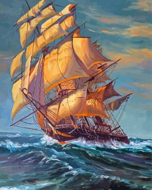 Tall Ship In The Ocean Paint By Numbers