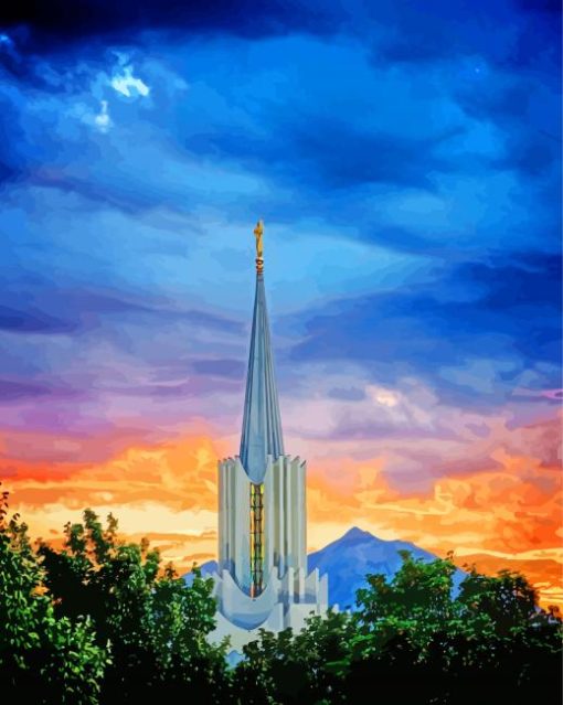 The Spire Of Jordon River Utah Temple Paint By Numbers