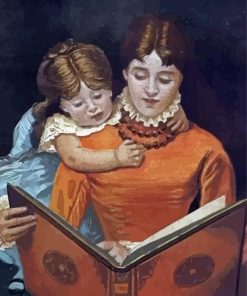 Vintage Mother Reading To Her Daughter Paint By Numbers