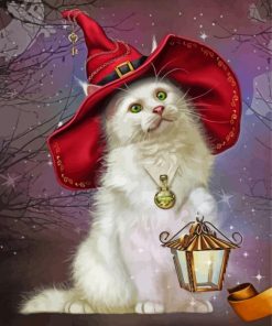 White Witch Cat Paint By Numbers