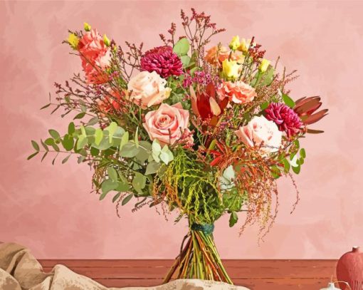 Wild Pastel Flowers Bouquet Paint By Numbers
